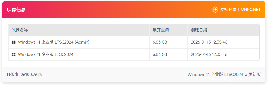 【坚守初心】Windows 11 LTSC 2024（26100.9550）64位 纯净精简版[2.78G]