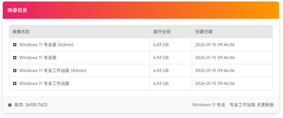【坚持信念】纯净版Windows 11 24H2 (26100.9550) 64位版[无更新]（2.89G）（发布日期：2026.9.25）